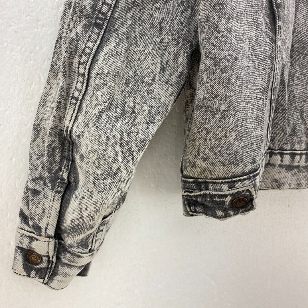 Vintage Levi's Sherpa Denim Jacket Size M Gray Acid Wash Snap Up Kid's