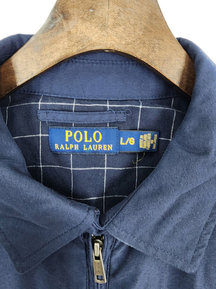 Polo Ralph Lauren Jacket Men Large Adult Blue Full Zip Lined Harrington Sweater