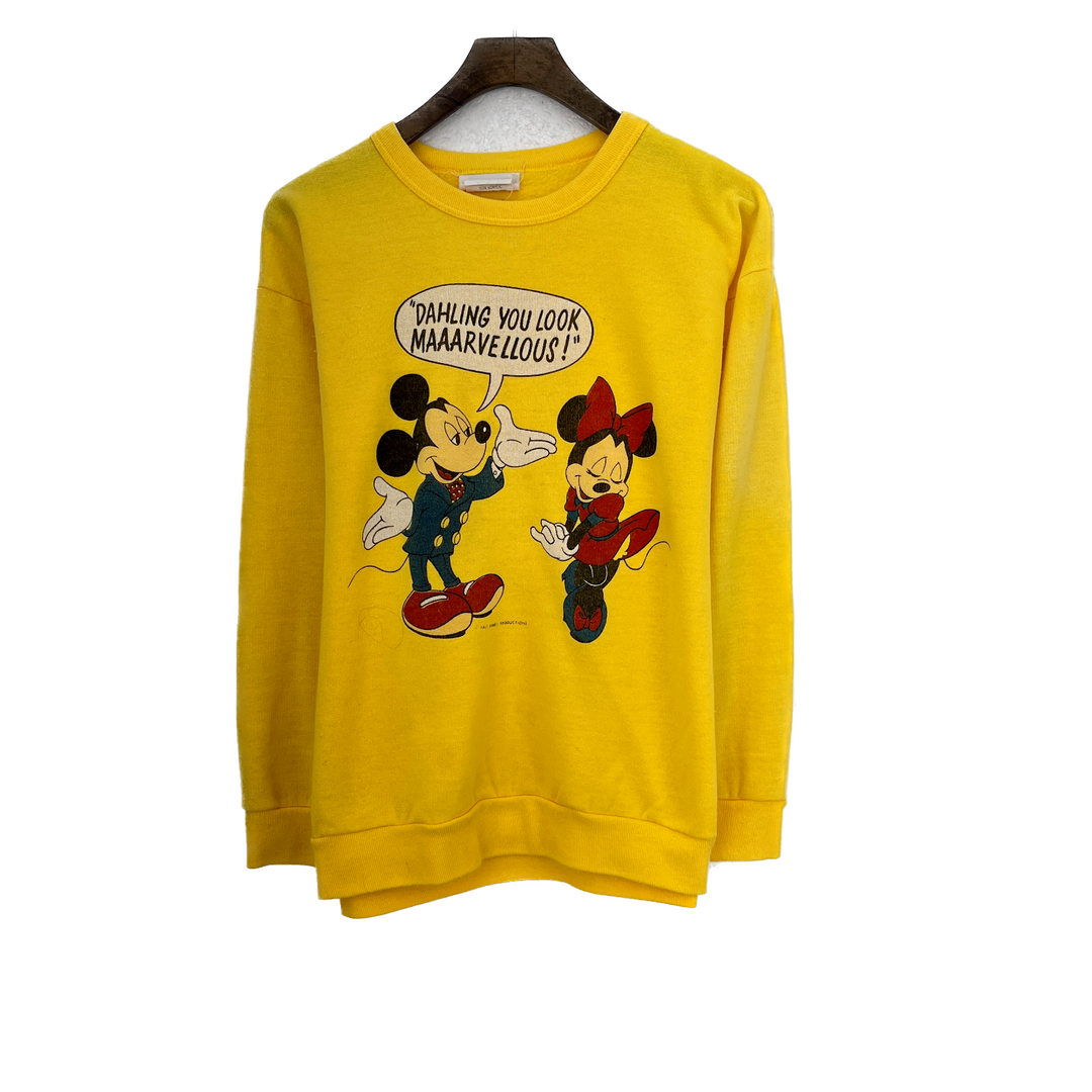 Vintage Disney Mickey Mouse Minnie Mouse Yellow Sweatshirt Size M