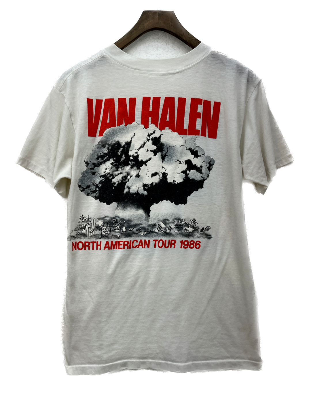 1986 Van Halen North American Tour Vintage Distressed T-shirt Size S White