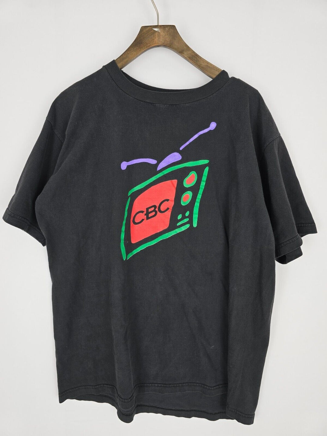 CBC Radio TV Canada Logo Black Graphic T Shirt Size Large