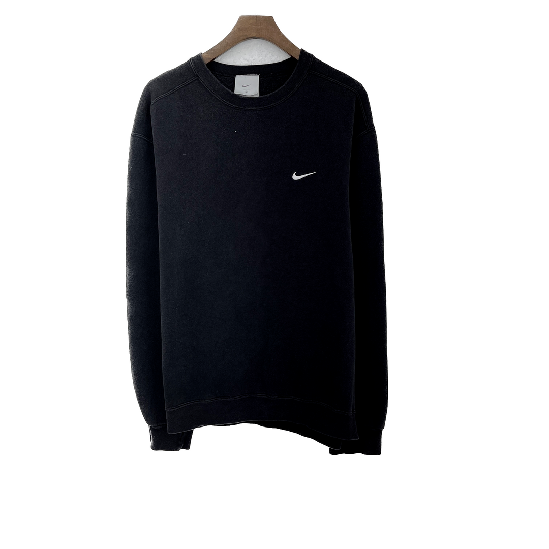 Vintage Nike Crew Neck Swoosh Logo Black Sweatshirt Size L
