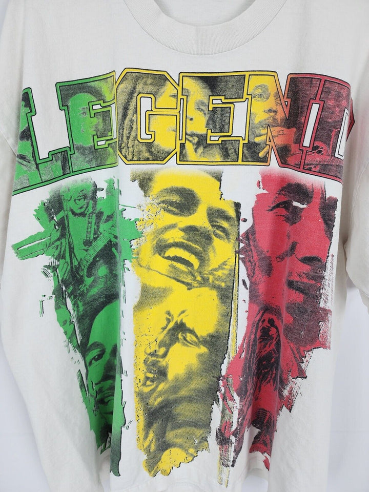 Vintage Bob Marley Reggae Legend Rasta Tee 80s White Size XL