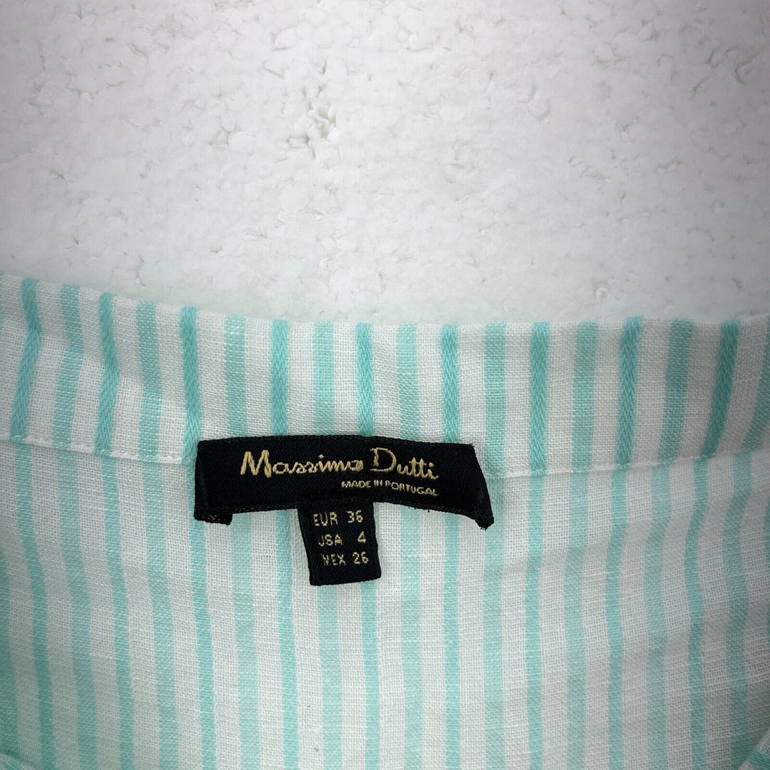 Massimo Dutti Striped Green Off Shoulder Blouse Size 36