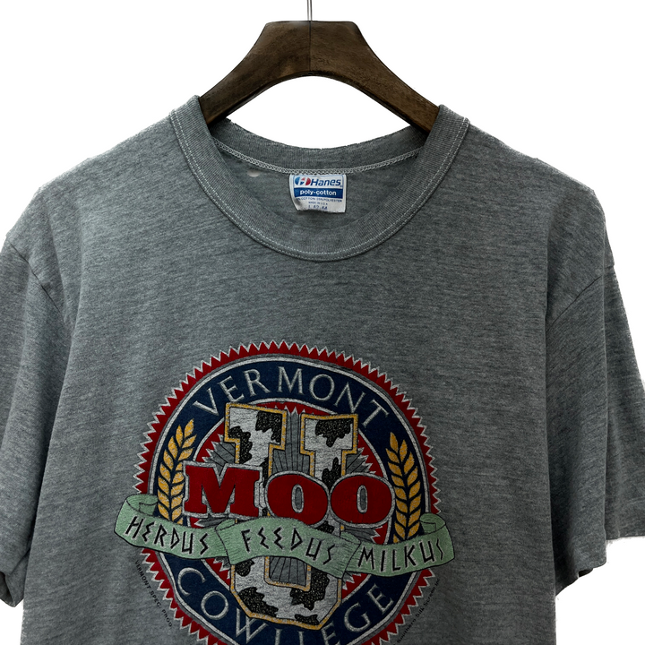 Vintage 1989 Moo Cowllege College Vermont Parody Humor Gray T-shirt Size L