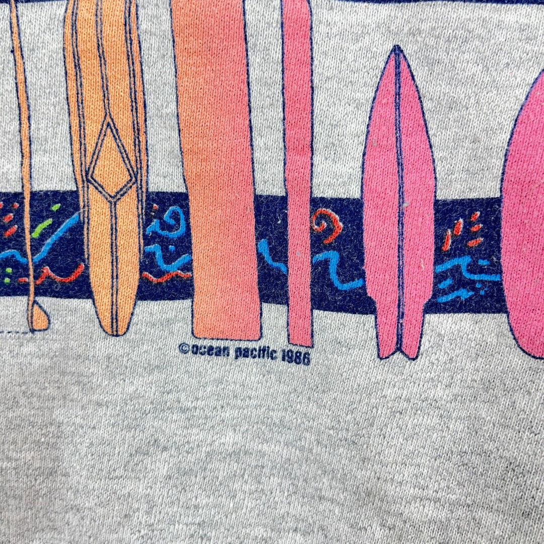 Vintage Ocean Pacific Logo Gray Sweatshirt 1986 Size M Kids