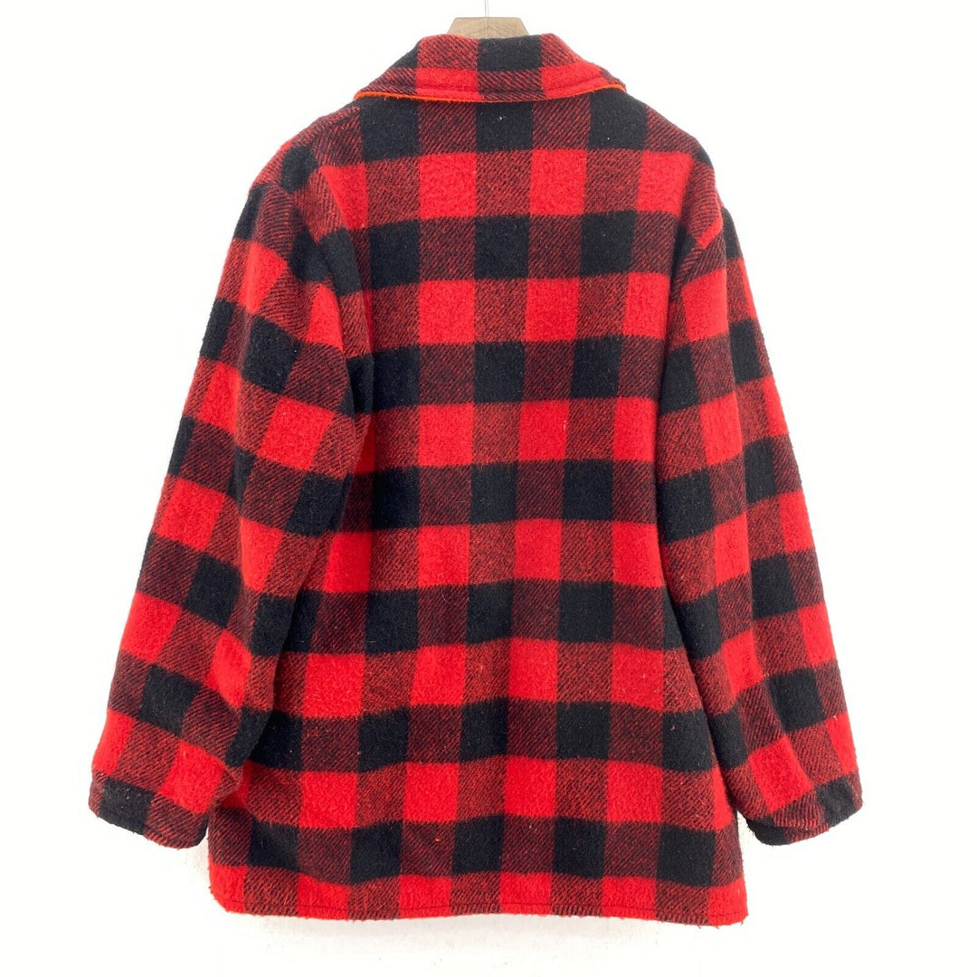 Red Black Gingham Flannel Reversible Snapped Shirt Jacket Size M