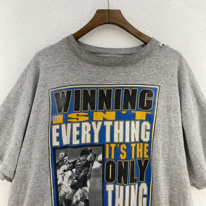 Vintage Soccer Football Graphic Quote Gray T-shirt Size XL