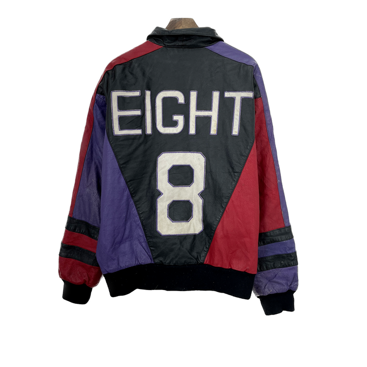 Vintage Eight 8 Full Zip Black Leather Jacket Size M