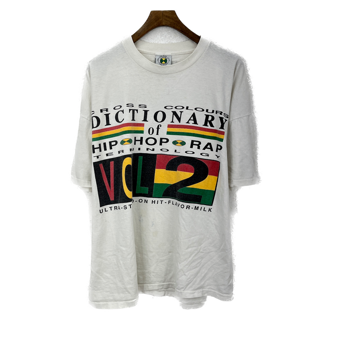 Vintage Cross Colours Dictionary Of Hip Hop Rap Vol 2 White T-shirt Size XL