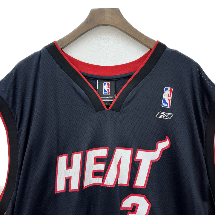 Vintage Reebok Miami Heat Dwyane Wade #3 NBA Black Basketball Jersey Size 2XL