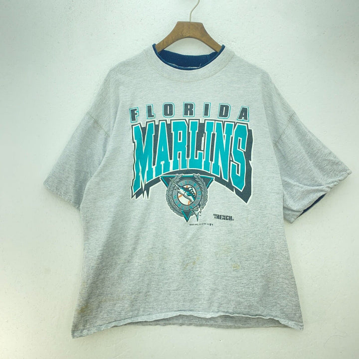 1991 Florida Marlins Logo MLB Gray Vintage T-shirt Size XL Baseball Team
