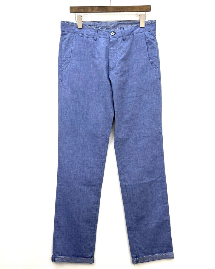 Zara Blue Linen Cotton Blend Pants Size 40 NWT