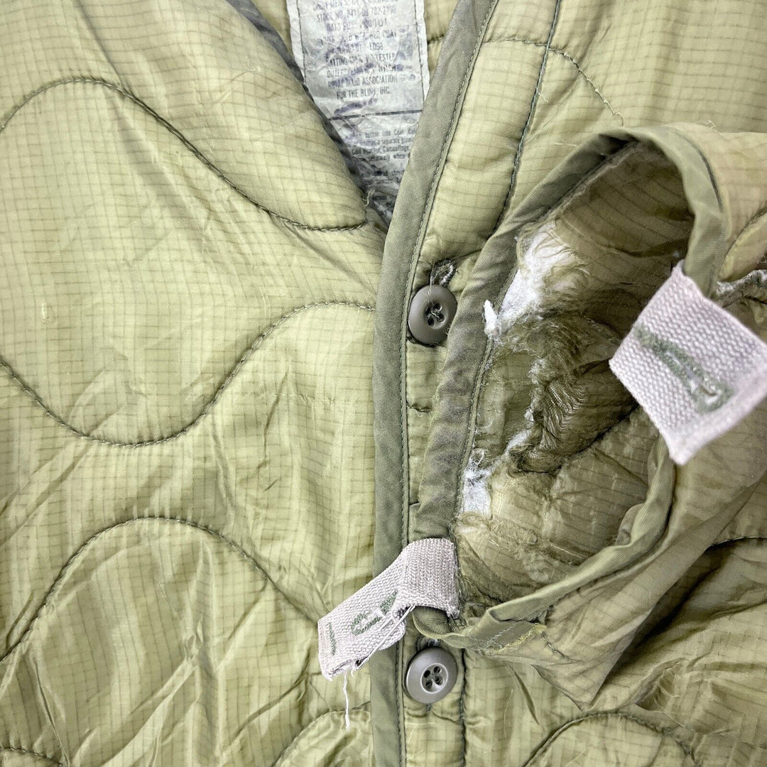 Vintage Green Quilted Military Puffer Jacket Liner Size XL