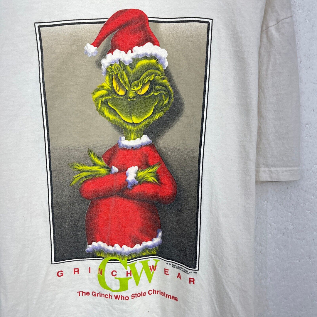 Vintage Grinch Wear Who Stole Christmas White T-shirt Size XL