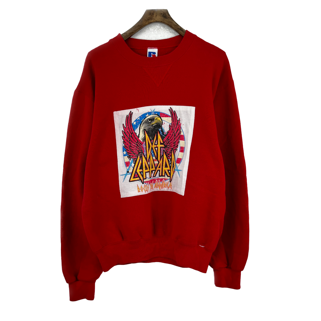 Vintage Def Leppard Rocks The Americas Graphic Russell Sweatshirt Crewneck Red Size M