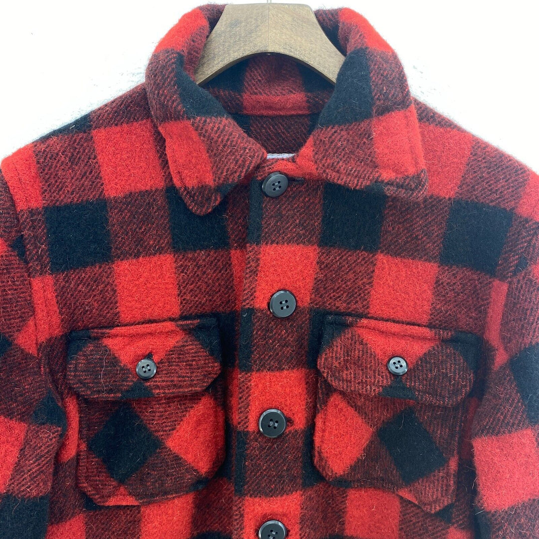 Vintage Red Gingham Wool Blend Button Up Shirt Jacket Size 16 Women's Shacket