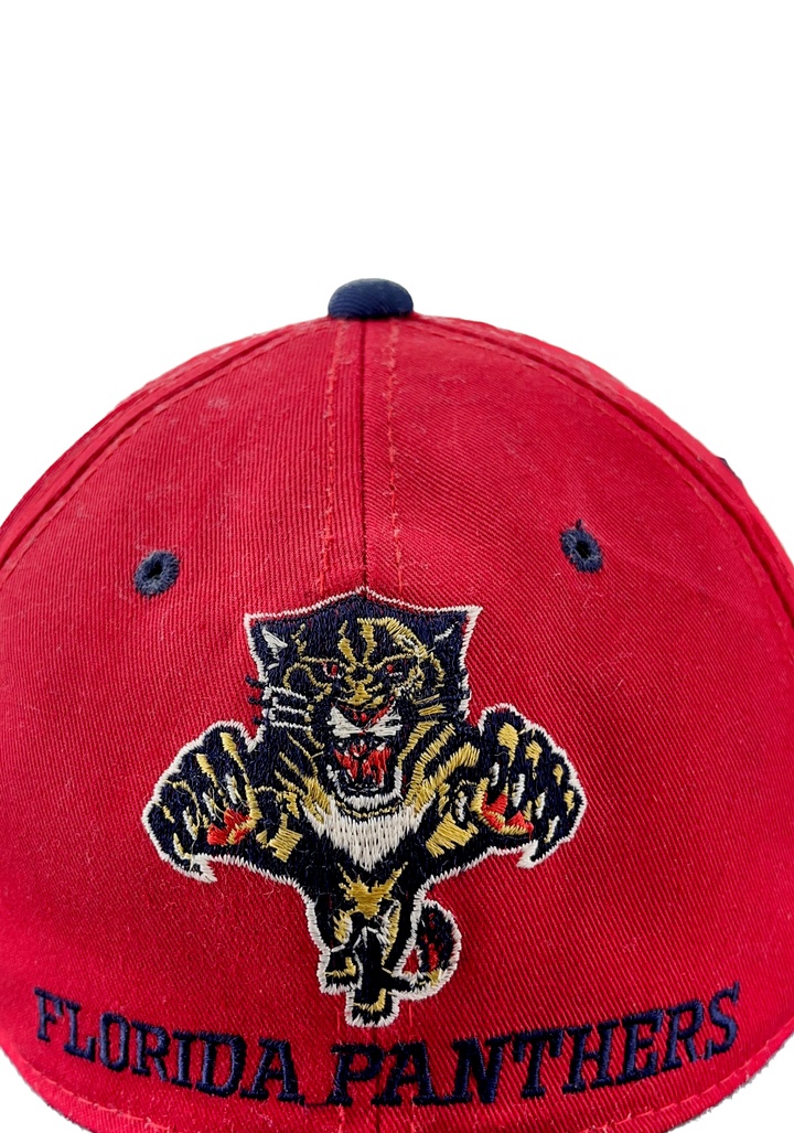 Vintage Florida Panthers Spellout Adjustable Snapback Cap Hat Red Black