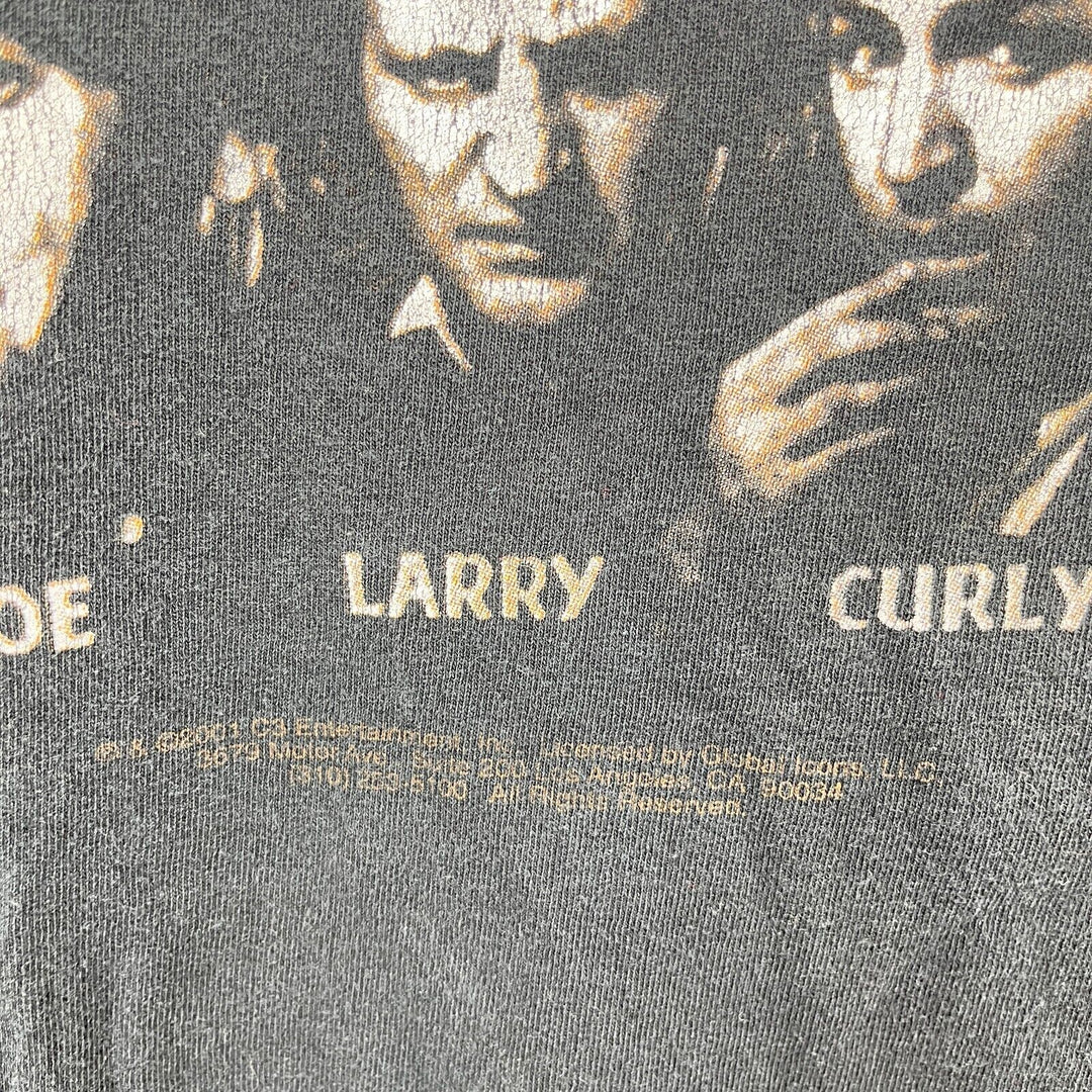 Vintage The Three Stooges Comedy Moe Larry Curly 2001 Black T-shirt Size L