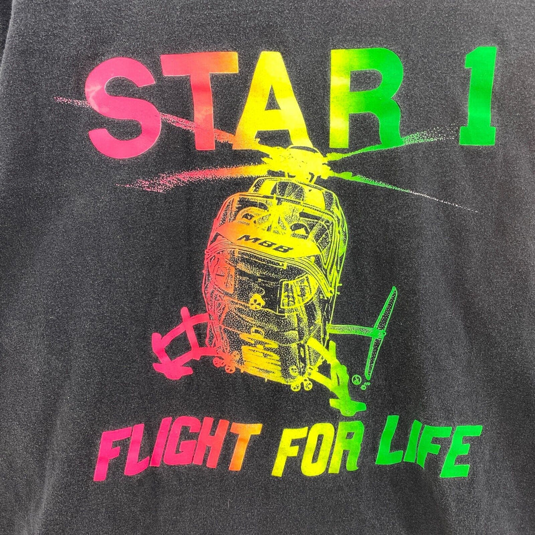 Star 1 Flight For Life Neon Graphic Print Black T-shirt Size XL