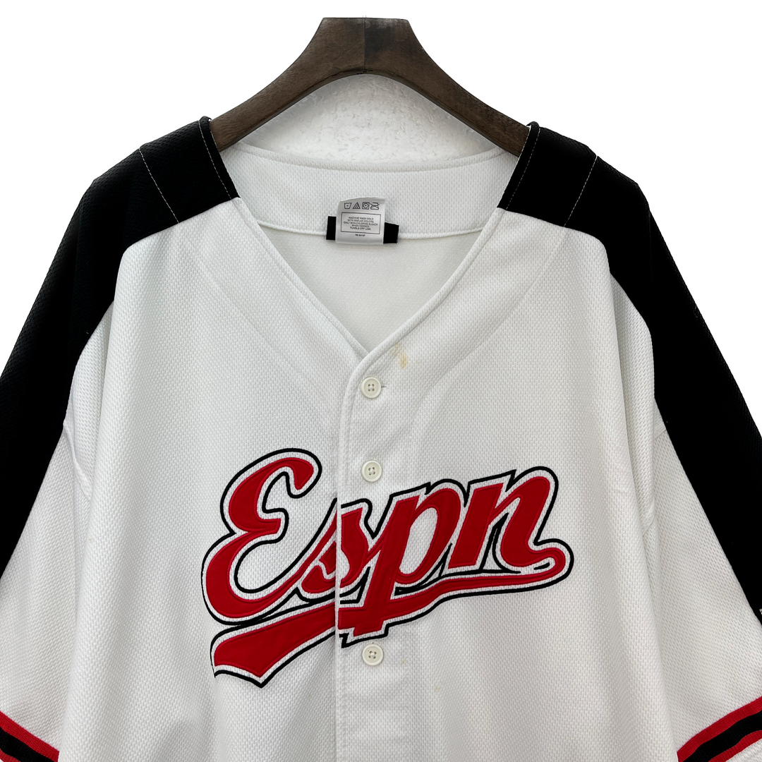 Vintage ESPN Zone Baseball Tonight White Button Up Jersey Size XL