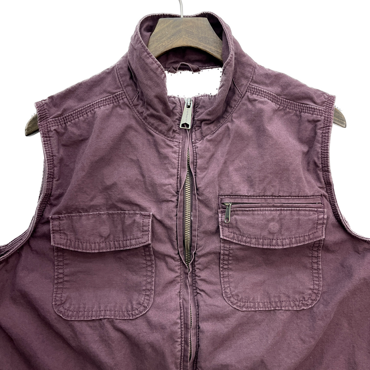 Vintage Carhartt Full Zip Logo Burgundy Purple Vest Jacket Size L