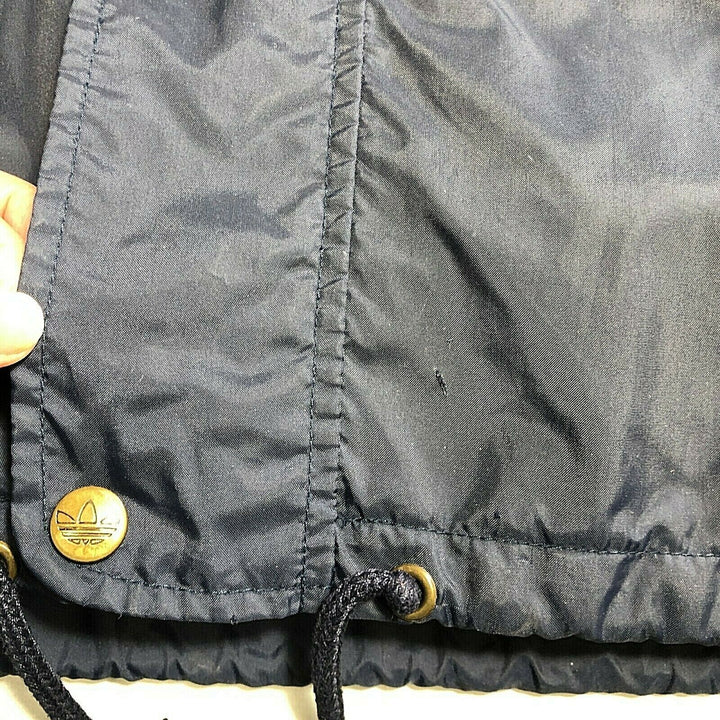 Adidas Original Blue Mid-length Nylon Jacket Full Zip Hooded Size M