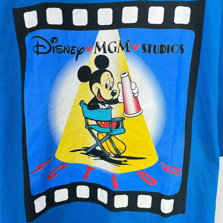 Vintage Disney MGM Studios Mickey Mouse Action Blue T-shirt Size XL