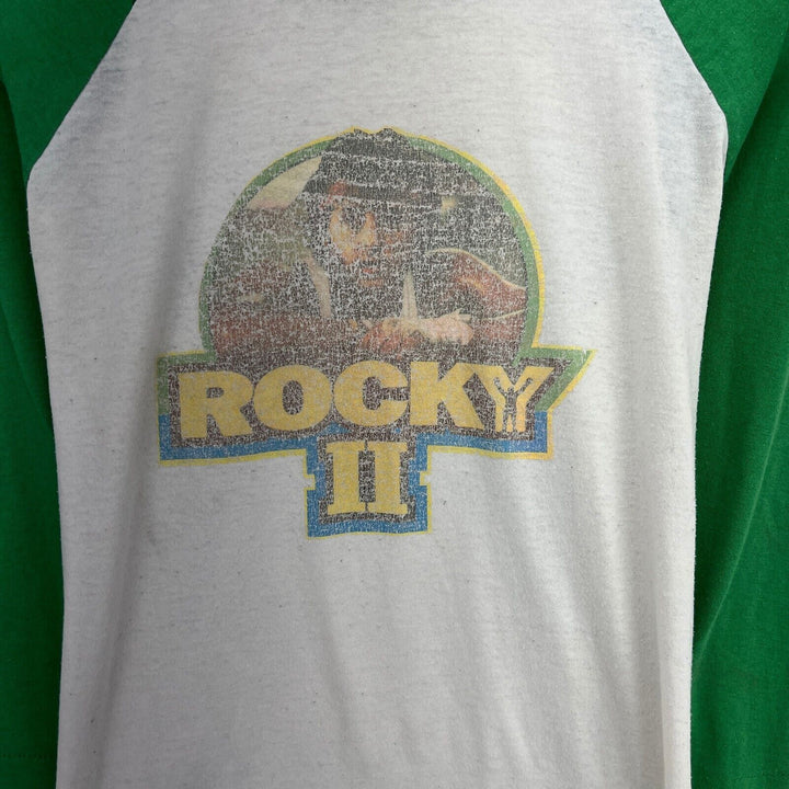 Vintage Rocky II Movie Raglan Sleeve White T-shirt Size S