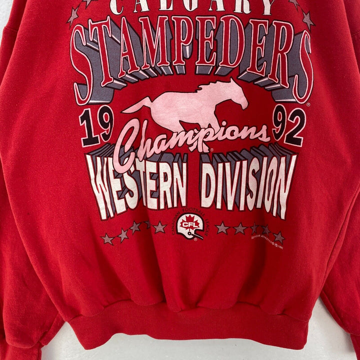 Vintage Calgary Stampeders Western Division NFL 1992 Sweatshirt Size XL Red
