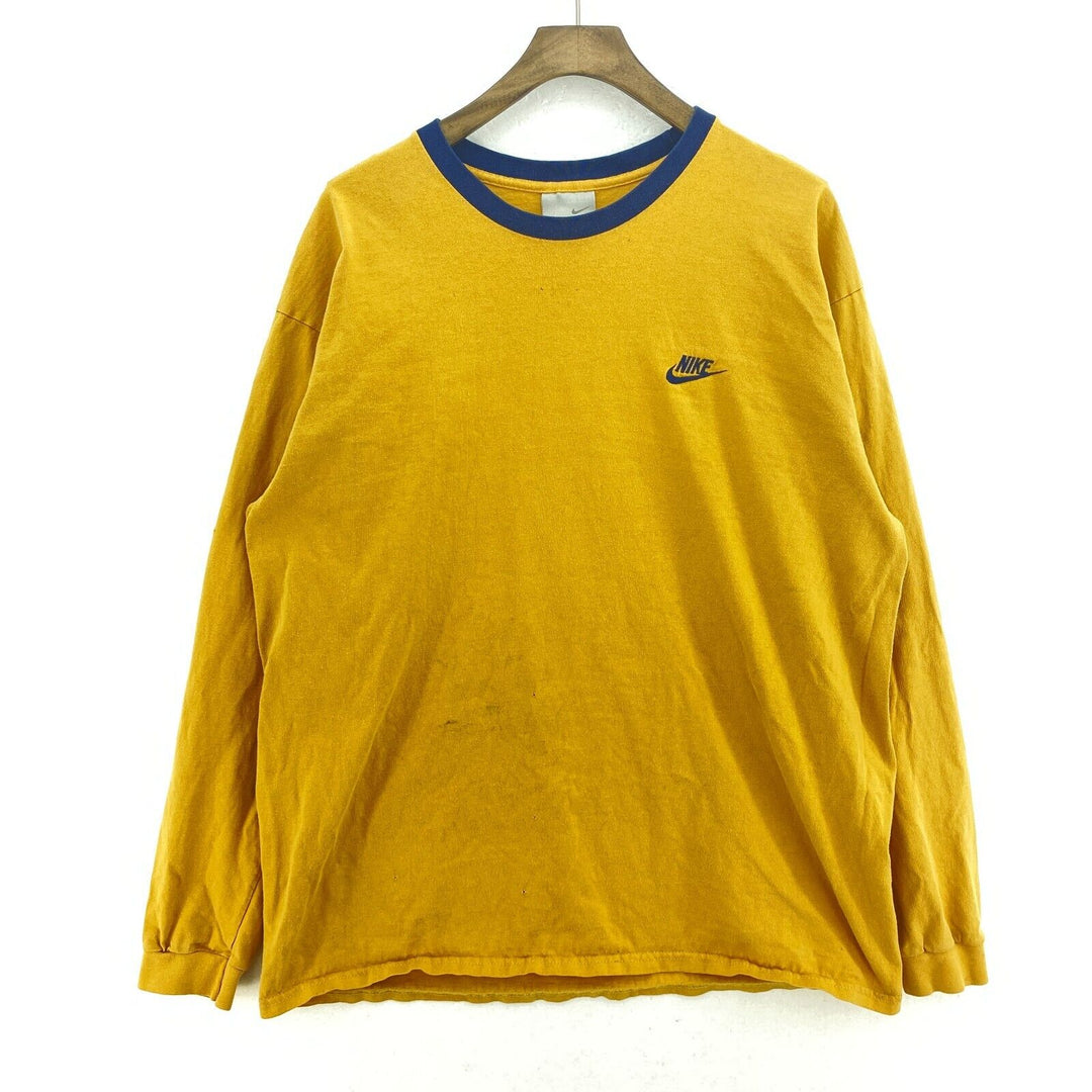 Nike Logo Swoosh Yellow Long Sleeve T-shirt Size L