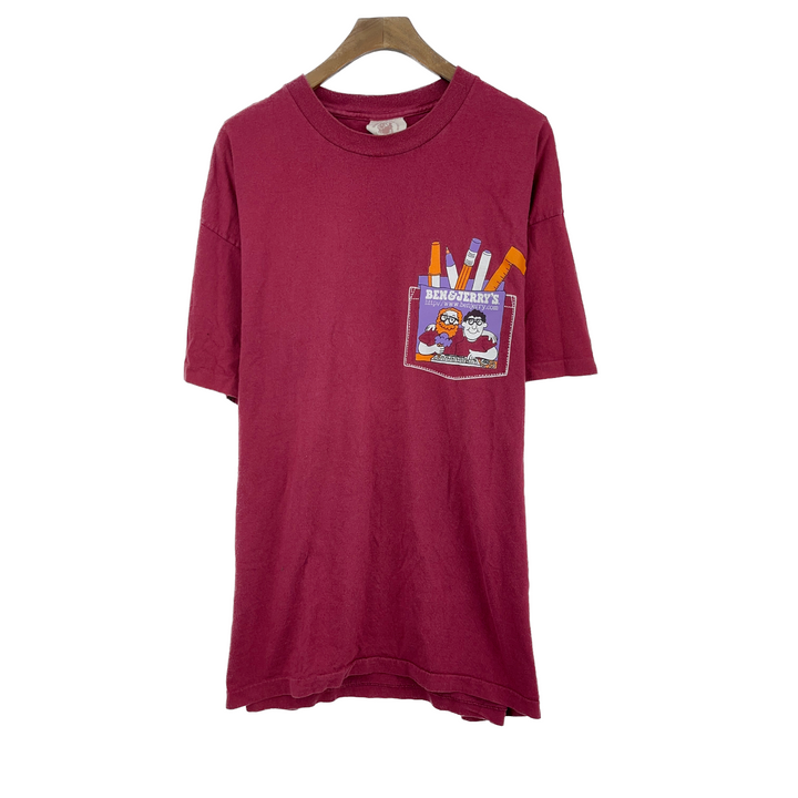 Vintage Ben & Jerry's Ice-cream Burgundy Red T-shirt Size XL