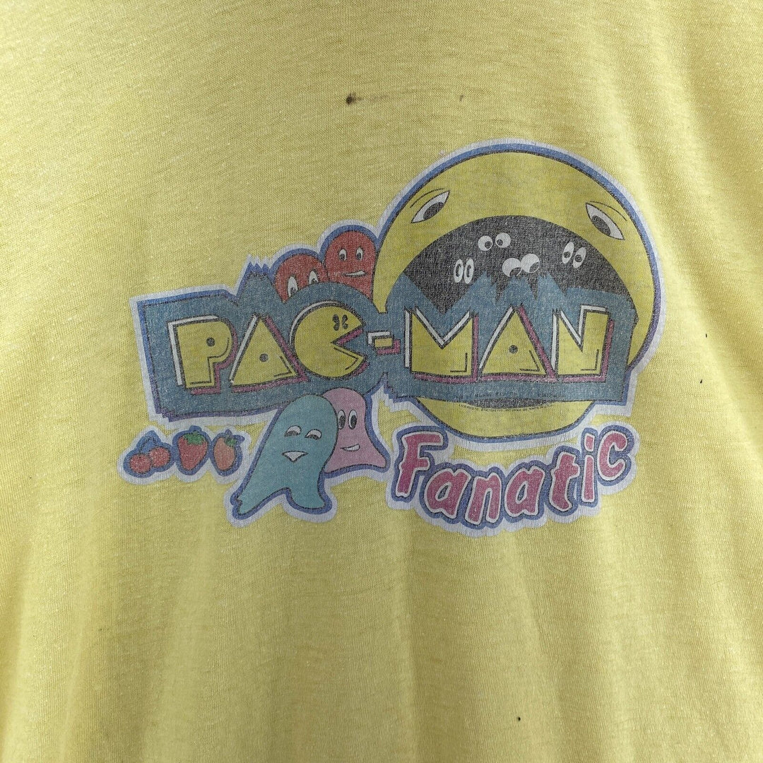 Vintage Pac-Man Fanatic Game Yellow T-shirt Size S Single Stitch