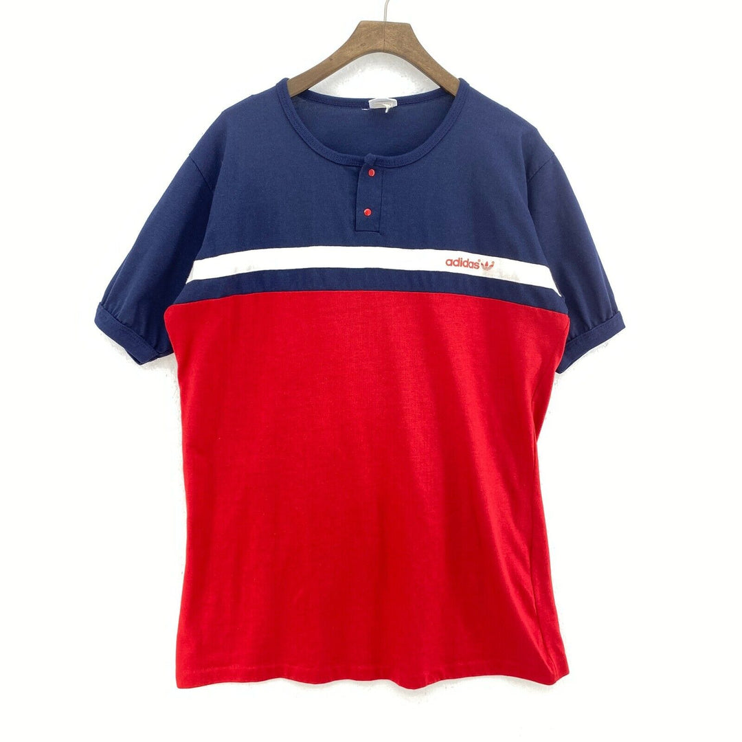 Adidas Logo Vintage Red Navy Blue T-shirt Size XL