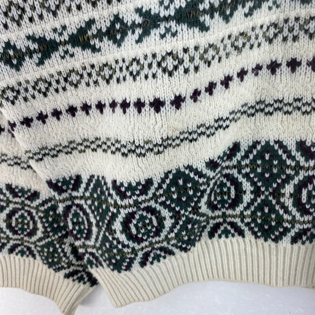 Vintage White 3D Textured Knit Crewneck Sweater Size XL