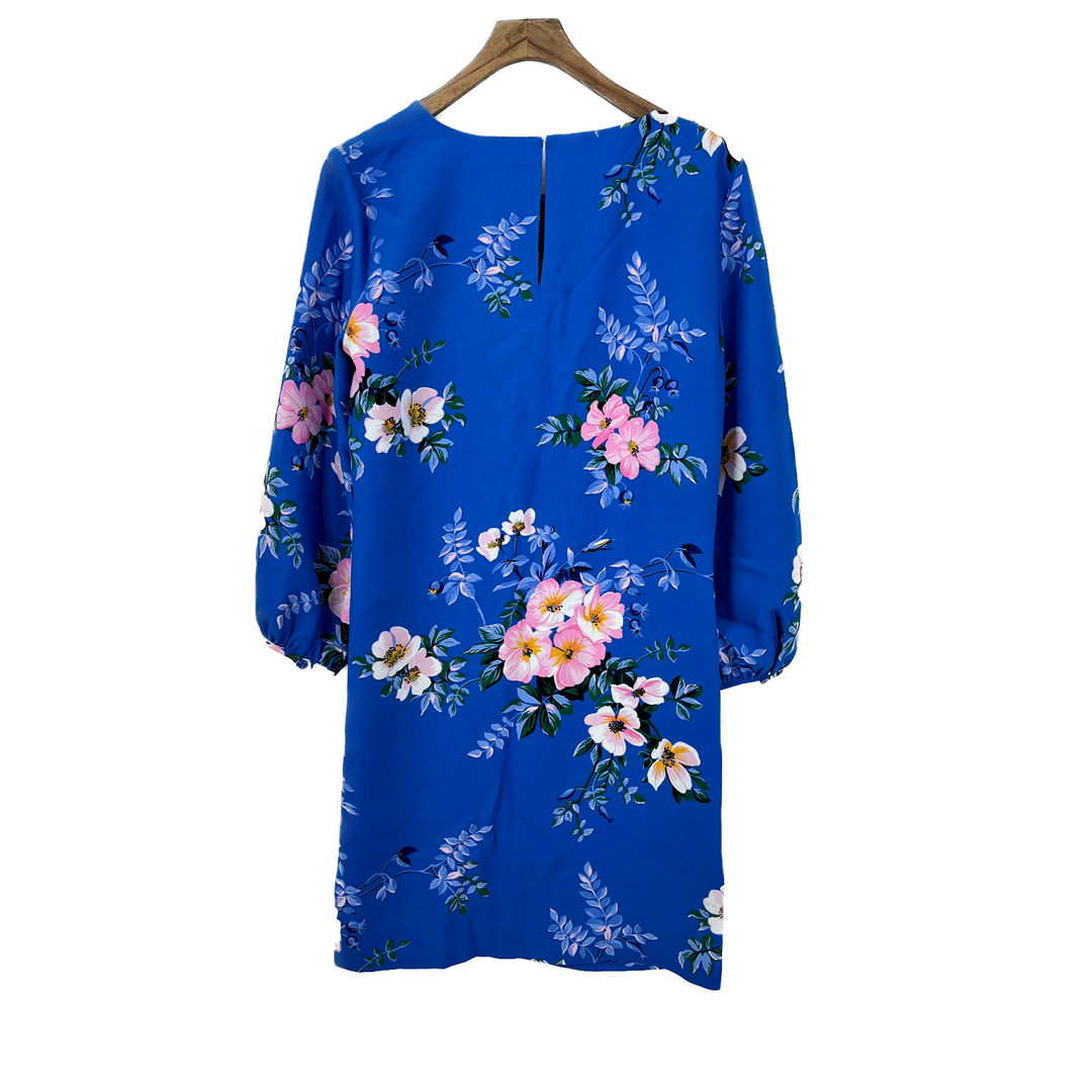 Ann Taylor Floral Print Blue Short Dress Size 2