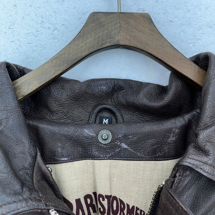 Vintage Barnstormers Full Zip Brown Leather Jacket Size M