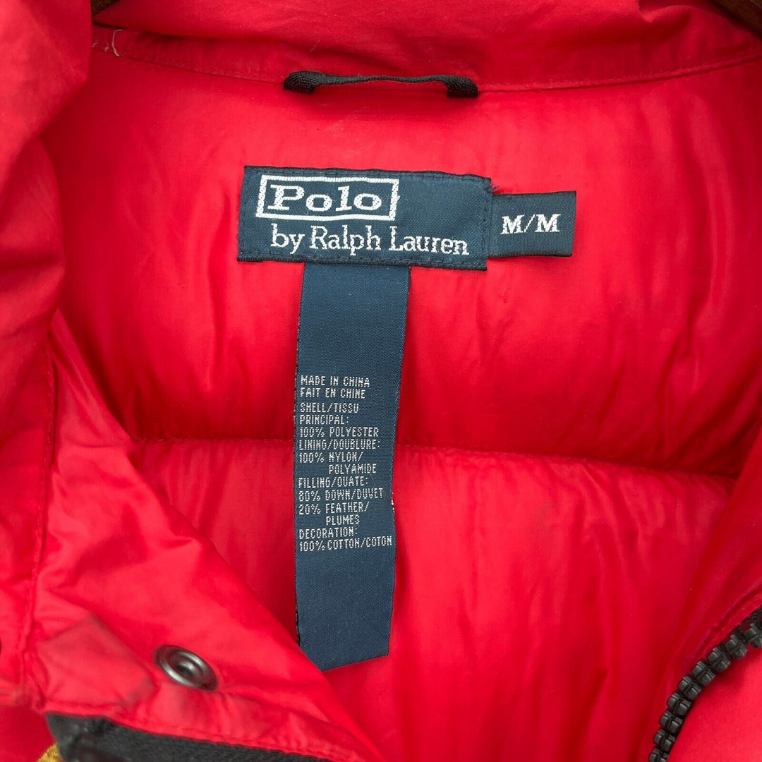 Vintage Polo By Ralph Lauren Britain Full Zip Red Puffer Jacket Size M