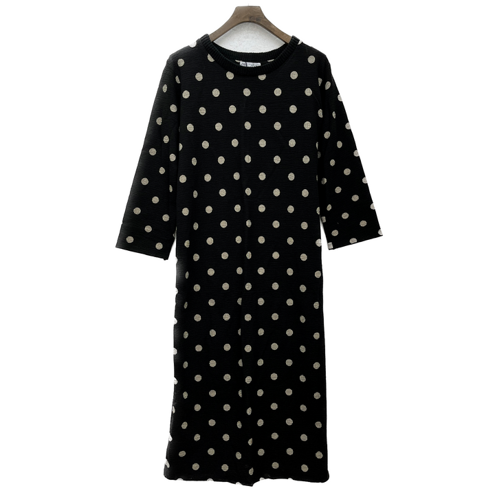 Zara Polka Dot Black Long Dress Size L