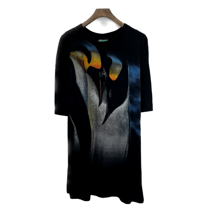 Vintage Radical Nature Abstract Print Black T-shirt Size 2XL