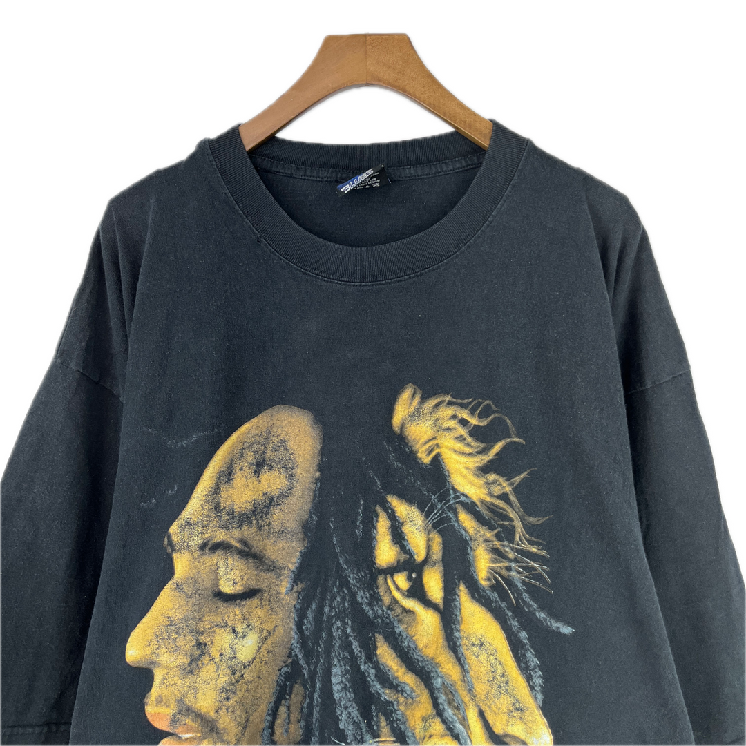 Vintage Bob Marley & Lion Mens Black 3XL Graphic T Shirt Y2K