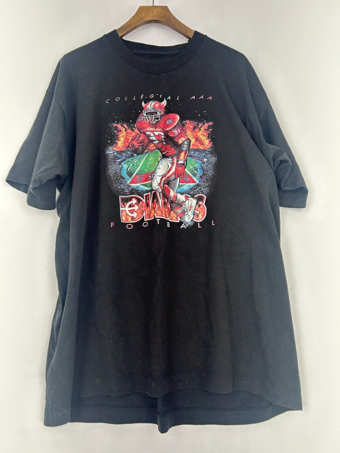 Vintage College AAA Diablos Football T-shirt Black Size L