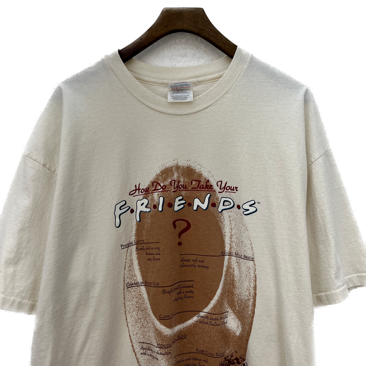1995 Friends Coffee Parody TV Show Vintage T-shirt Size XL White Single Stitch