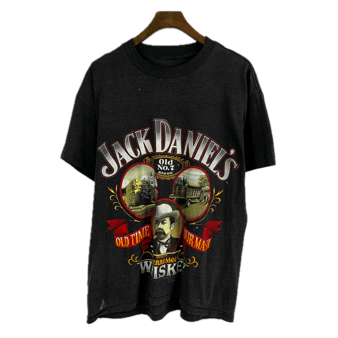 VTG 1989 Jack Daniels Tennessee Sour Mash Whiskey Black T-Shirt 90s SZ M