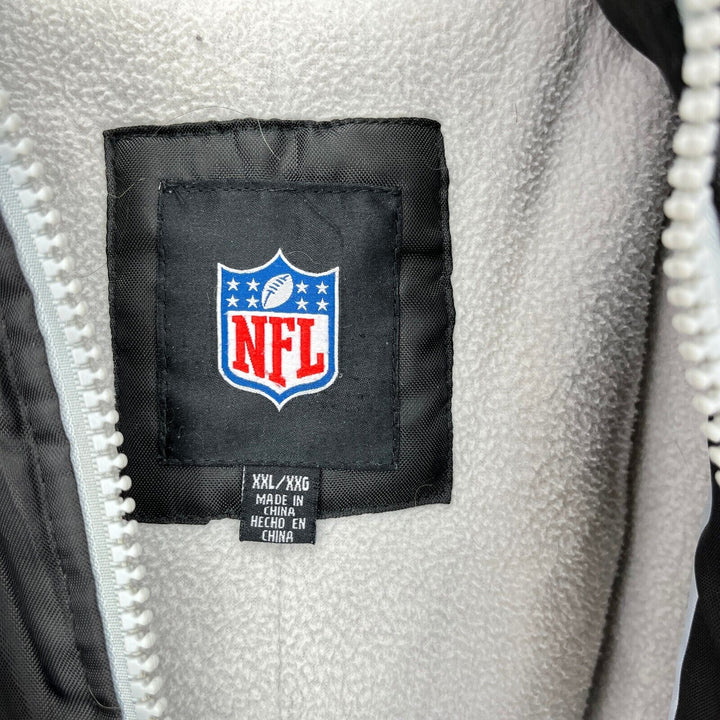 Vintage LA Oakland Raiders NFL Full Zip Black Insulated Hooded Jacket Size 2XL