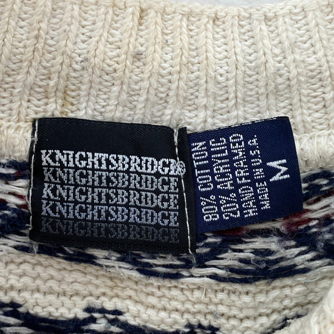 Vintage White 3D Textured Knit Crewneck Sweater Size M