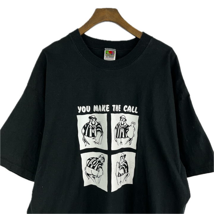 Vintage You Make the Call Angry Referee Comic Print Black T-shirt Size XL