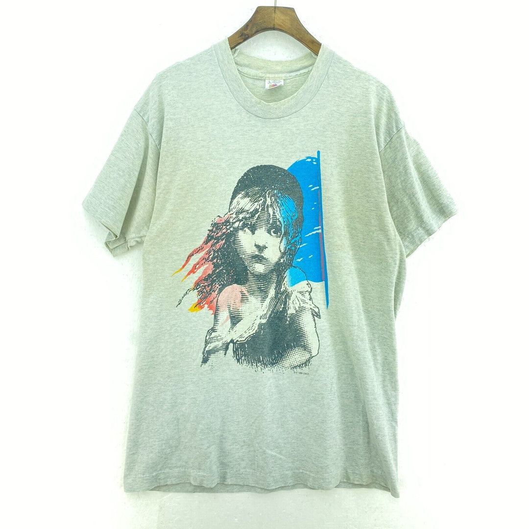 Vintage 1986 Les Miserables Gray T-shirt Graphic Art Size L