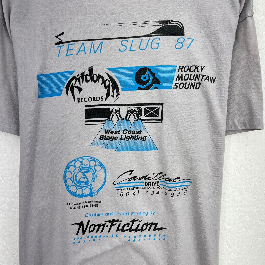Vintage Doug And Slugs Team Slug 87 Gray T-shirt Size XL