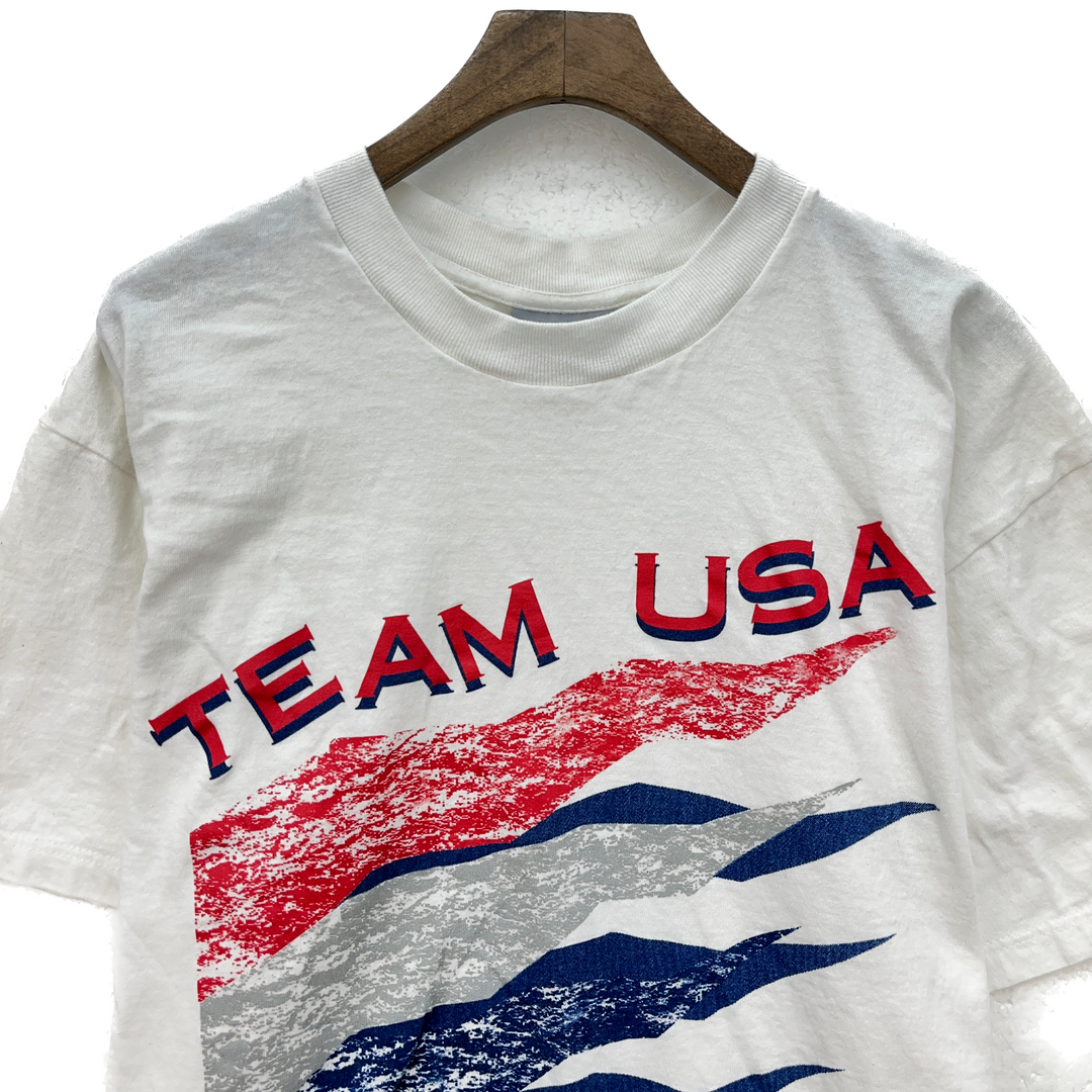 Vintage Team USA 94 White Graphic T-shirt Size L Tee